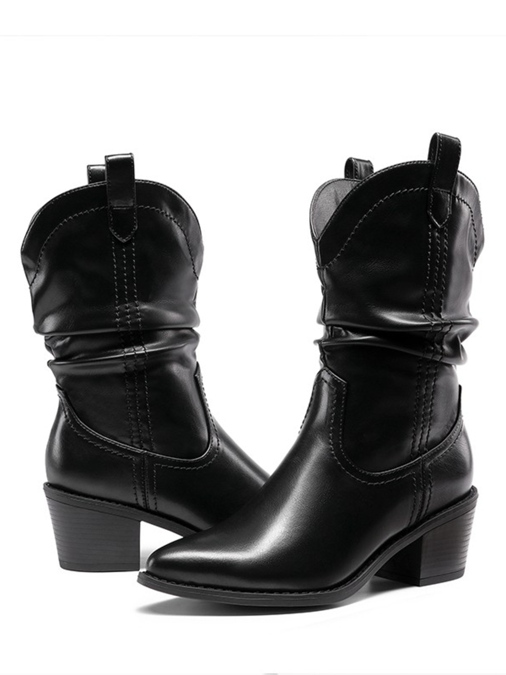 DREAM PAIRS

V-cut Cuff Mid Calf Cowboy Boots